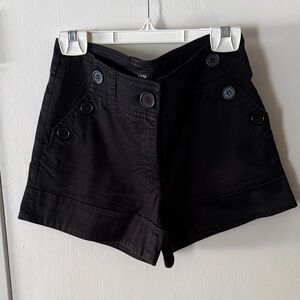 H&M Black High Waist Shorts with Button Accents